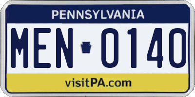 PA license plate MEN0140