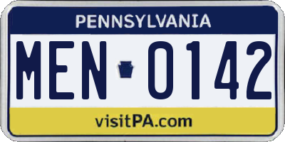 PA license plate MEN0142