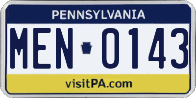 PA license plate MEN0143