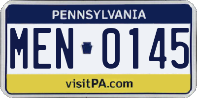 PA license plate MEN0145