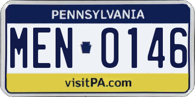 PA license plate MEN0146