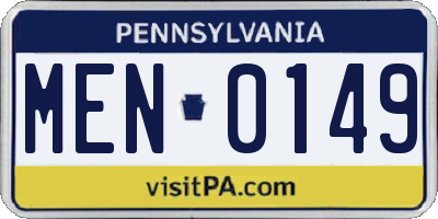 PA license plate MEN0149