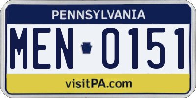 PA license plate MEN0151