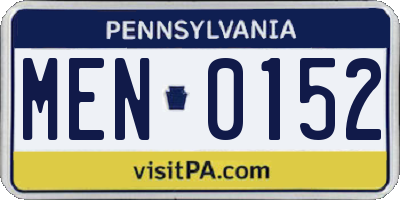 PA license plate MEN0152
