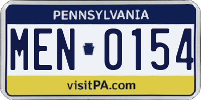 PA license plate MEN0154