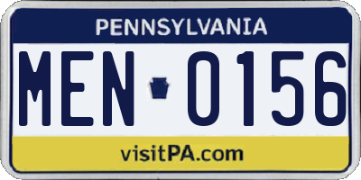 PA license plate MEN0156