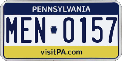 PA license plate MEN0157
