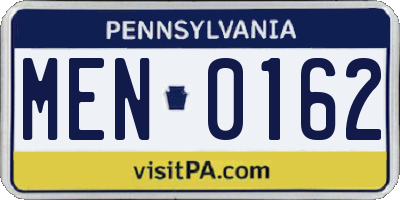 PA license plate MEN0162