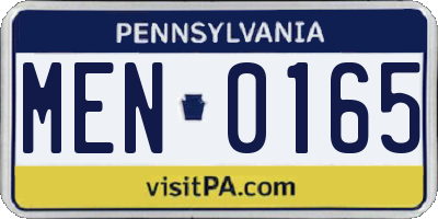PA license plate MEN0165