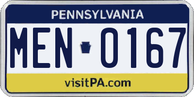 PA license plate MEN0167