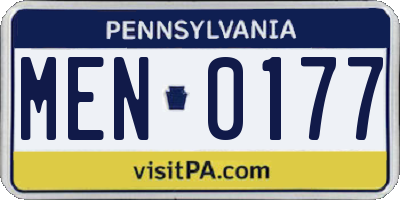 PA license plate MEN0177