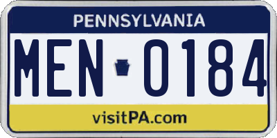 PA license plate MEN0184
