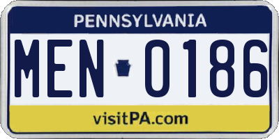PA license plate MEN0186