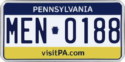 PA license plate MEN0188