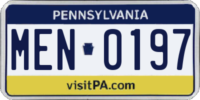 PA license plate MEN0197