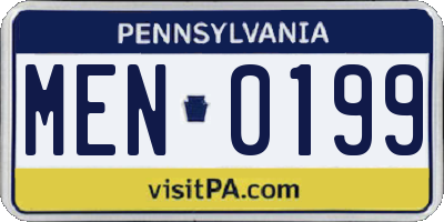 PA license plate MEN0199