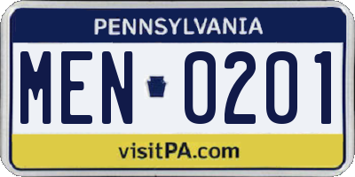 PA license plate MEN0201