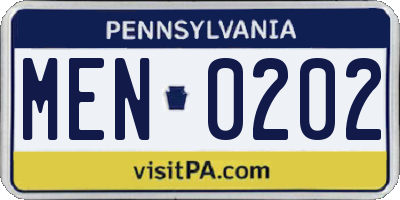 PA license plate MEN0202