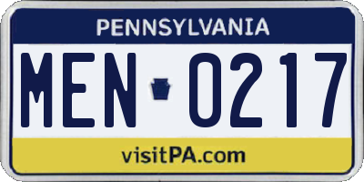 PA license plate MEN0217