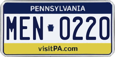 PA license plate MEN0220