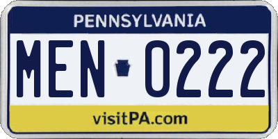PA license plate MEN0222