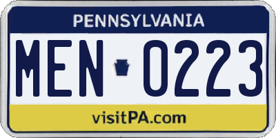 PA license plate MEN0223