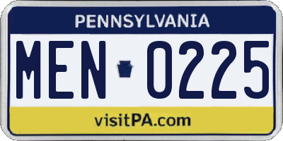 PA license plate MEN0225