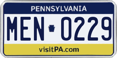 PA license plate MEN0229