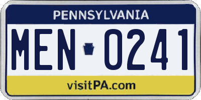 PA license plate MEN0241