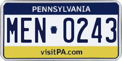 PA license plate MEN0243