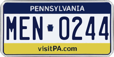 PA license plate MEN0244