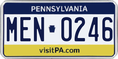 PA license plate MEN0246