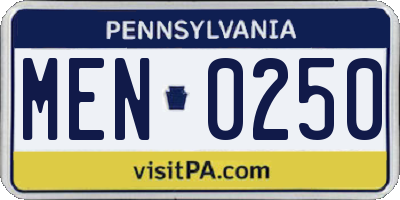 PA license plate MEN0250