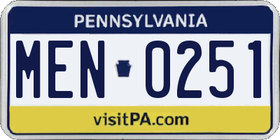 PA license plate MEN0251