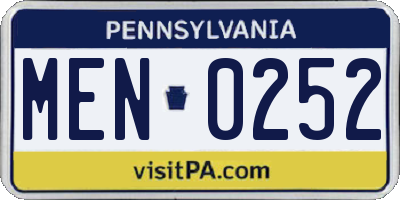 PA license plate MEN0252