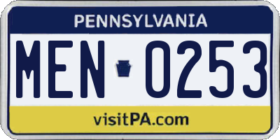 PA license plate MEN0253