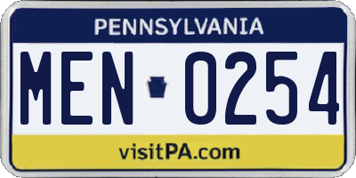 PA license plate MEN0254