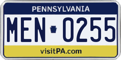PA license plate MEN0255