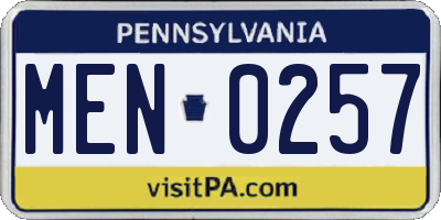 PA license plate MEN0257