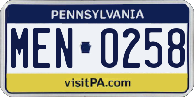 PA license plate MEN0258
