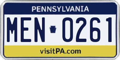 PA license plate MEN0261