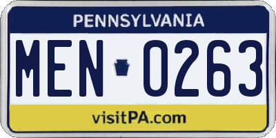 PA license plate MEN0263