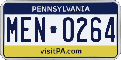 PA license plate MEN0264