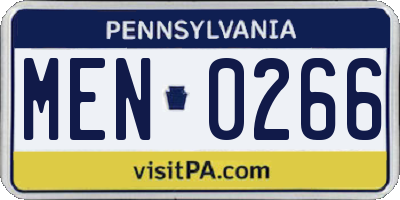 PA license plate MEN0266