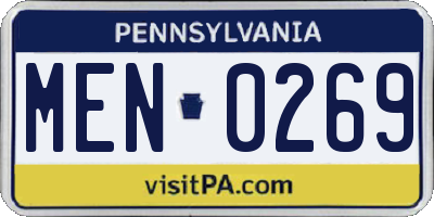 PA license plate MEN0269