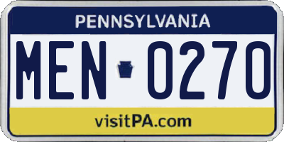 PA license plate MEN0270