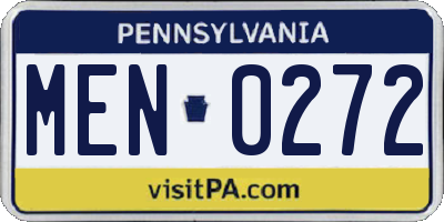 PA license plate MEN0272