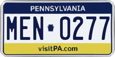 PA license plate MEN0277