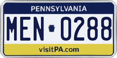 PA license plate MEN0288