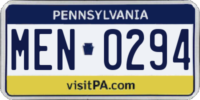 PA license plate MEN0294